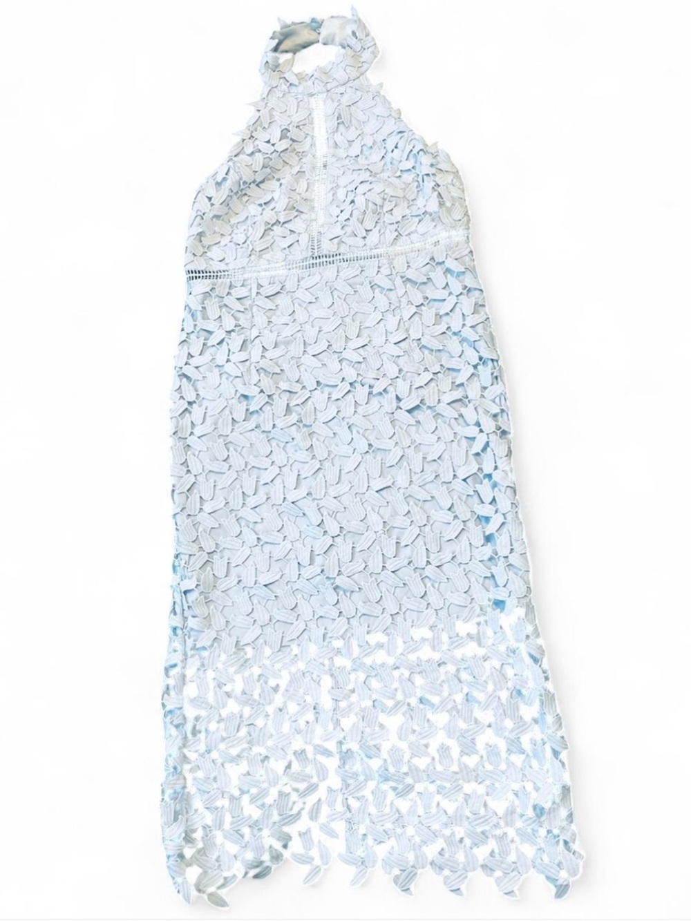 Bardot Light Blue Halter Lace Midi Dress